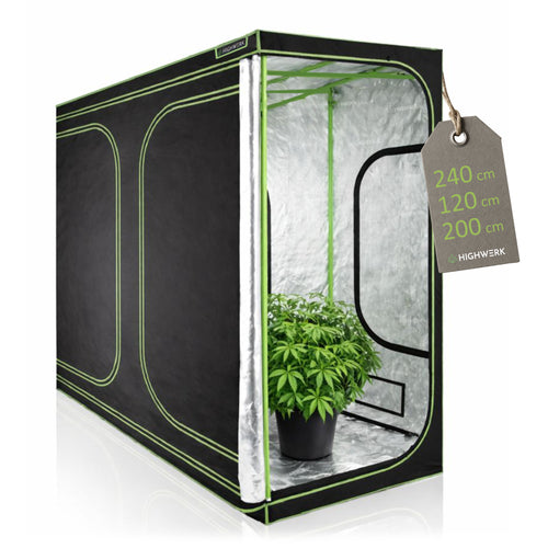 Tente de culture, 240 x 120 x 200 cm, avec porte avant enroulable