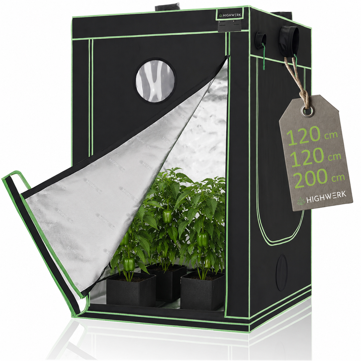 tente de culture culture, noir/vert, avec fenêtre et portes latérales – HIGHWERK Stoffarbe:Mandarine 47 Handschuhe Held EVO-THRUX 3 